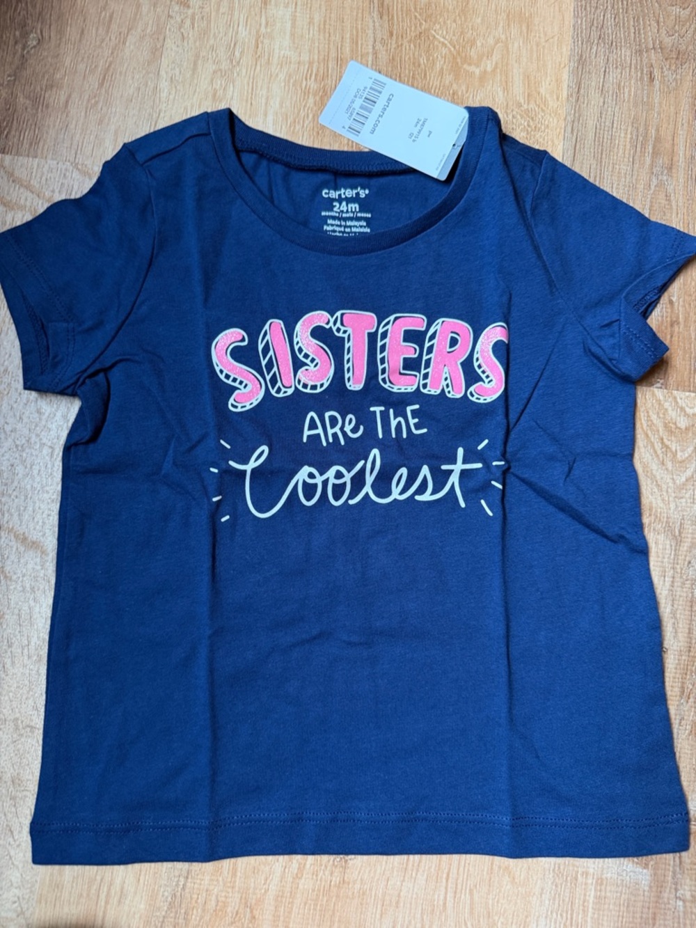 NWT Carter's Navy 'Sisters Are The Coolest' Graphic Tee - 24M